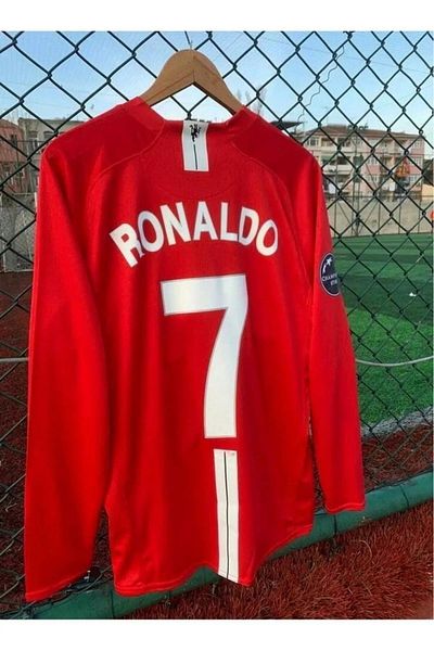 jabuka United 2008 Moscow Champions League Final Cristiano Ronaldo Jersey (Red Long Sleeve)