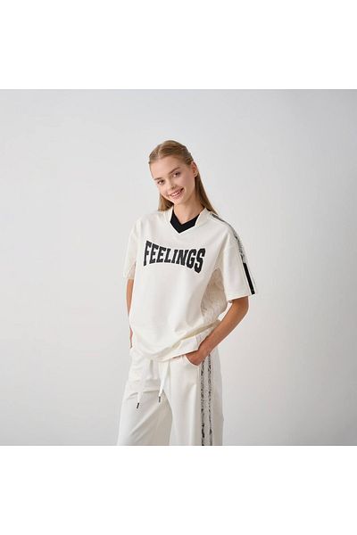 Elabutik Girl's Feelings Printed T-Shirt and Pants Set