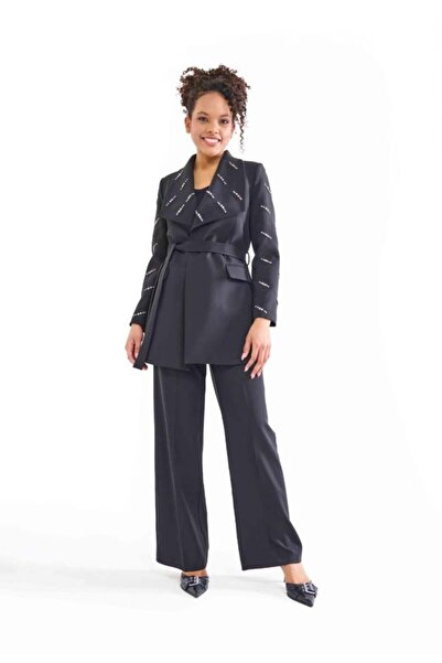 miaruj Miaruj Double Crepe Fabric Wide Leg Pants with Side Pockets