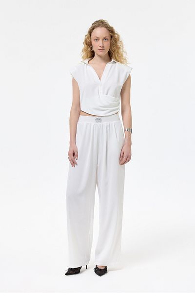 Quzu Wide Leg Trousers - Ecru with Label Accessories