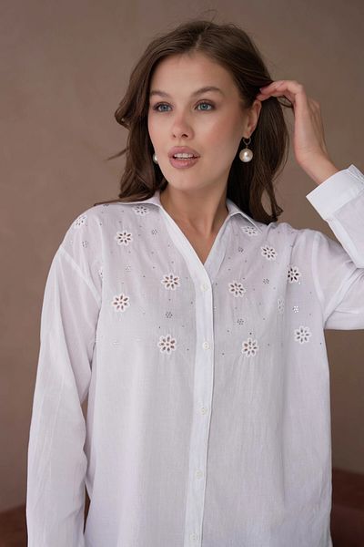 Park Karon Cămașă țesută cu detaliu de broderie cu guler de cămașă