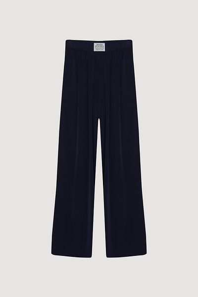 Quzu Wide Leg Pants with Label Waist Accessories Navy Blue
