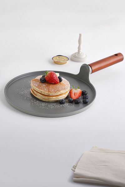 NEOFLAM 26cm Gray Aluminum Cast Crepe Pan - Fika