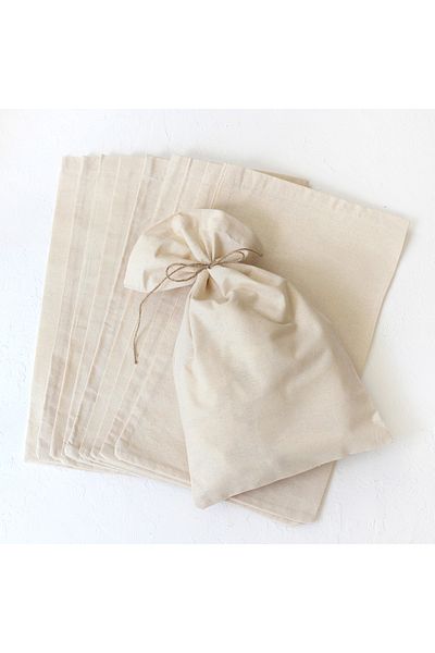 Bimotif Plain Cream Raw Cloth Pouch, 25x40 Cm 10 Pieces