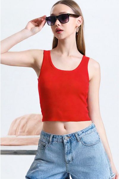 JAWEN Women's Camisole Fabric Wide Strap Crop Blouse
