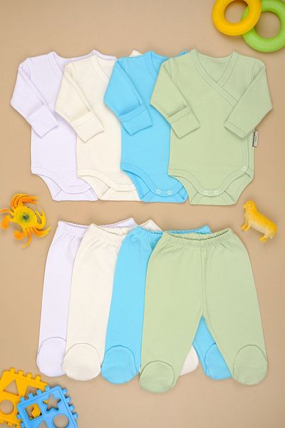 bebetospik 4-Piece Set with Soft Cotton Double-Breasted Booties for Baby Boy - Girl