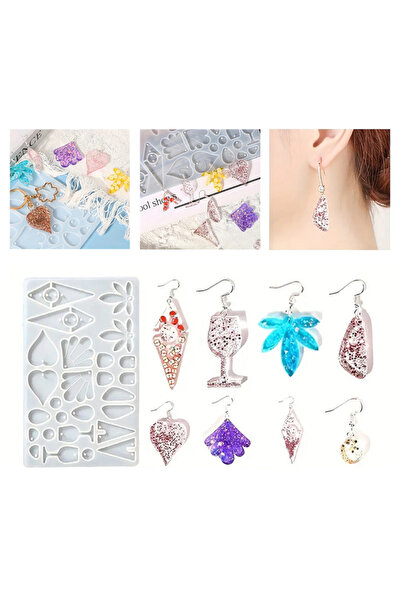 Getshopmini Epoksi Kolye Kalıbı Anahtarlık Kalıbı Küpe Kalıbı Geometrik Şekil...