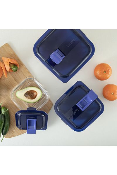 Luminarc Temp Easy Square Glass Storage Container Set 6 Pieces