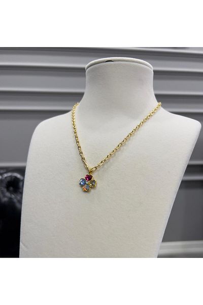 Store 4 Color Clover Steel Necklace Thick Chain
