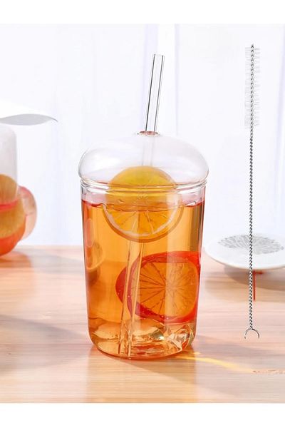 Yenigeldi 4 Dome Lids Glass Cups (4 Pieces 6mm Straw Lids)