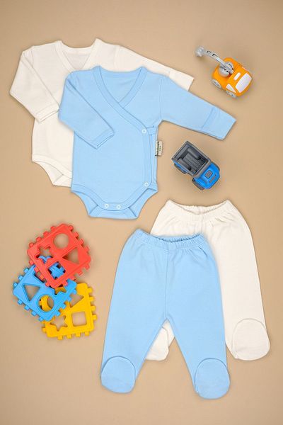bebetospik 2-Piece Set with Soft Cotton Double-Breasted Booties for Baby Boy - Girl