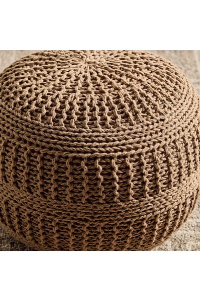Home Box Essential Cable Knitted Pouf - 50x50x35 cm