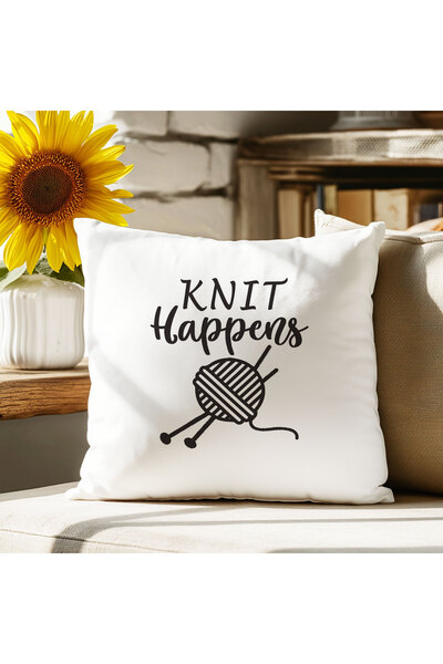 qoeuyl boutique Knit Hapens Pletenje Štampano Punjenje od vlakana Poklon Jastuk