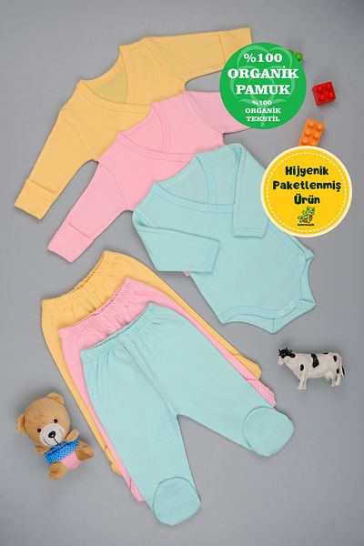 bebetospik Soft Cotton Double Breasted 3-Piece Booties Set for Baby Boy