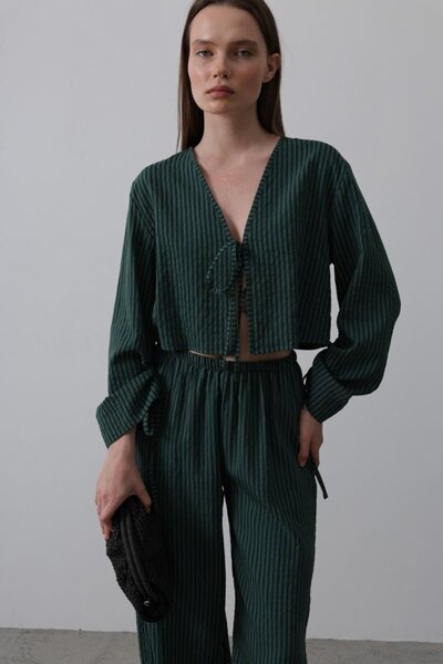 JANES Tie Front Crop Suit - Green