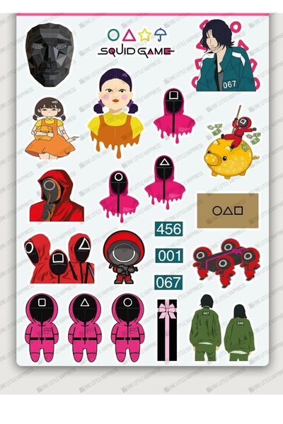 One Little Happiness مجموعة ملصقات لعبة الحبار مكونة من 22 قطعة - دفتر ملاحظا...