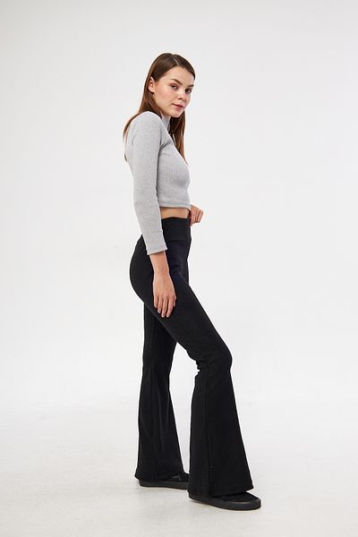 EYYE Black Flare Leg High Waist Leggings Pants