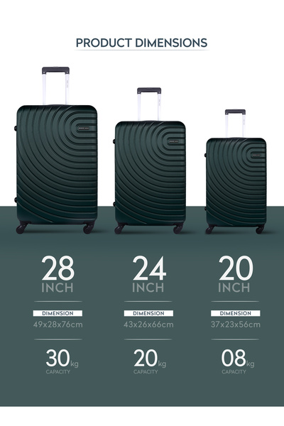 PARAJOHN Lightweight Travel Luggage Trolley Set 3 Pcs ABS -Army Green