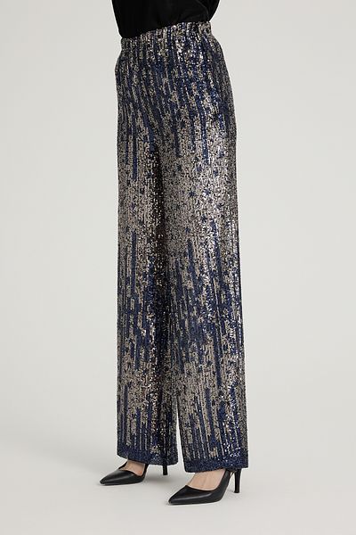 Dejabrew Jeans Navy Blue Sequined Large Size Trousers A069-1