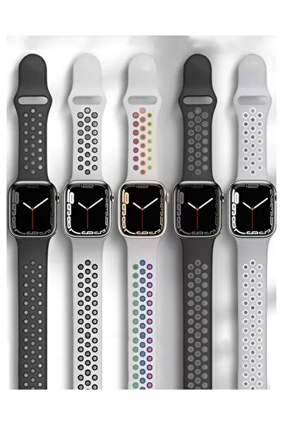 PSGT Apple Watch Seri:1/2/3/4/5/6/se/7/8/9 (42-44-45-49MM) Ve Seri10(46MM) Uyumlu Silikon Kordon Dilekli