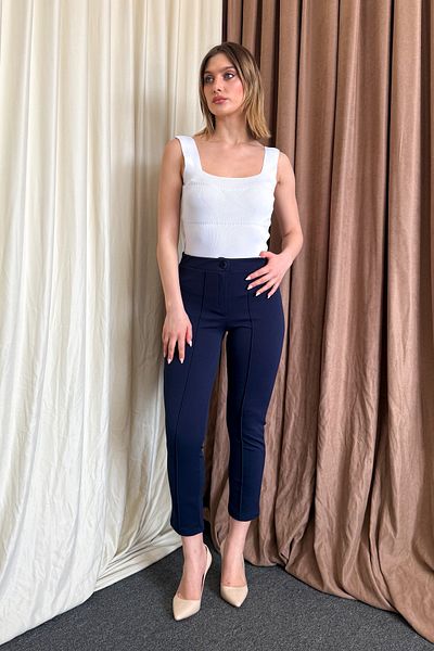 ModaPlaza Women's Crep Carrot Leg Trousers 3857