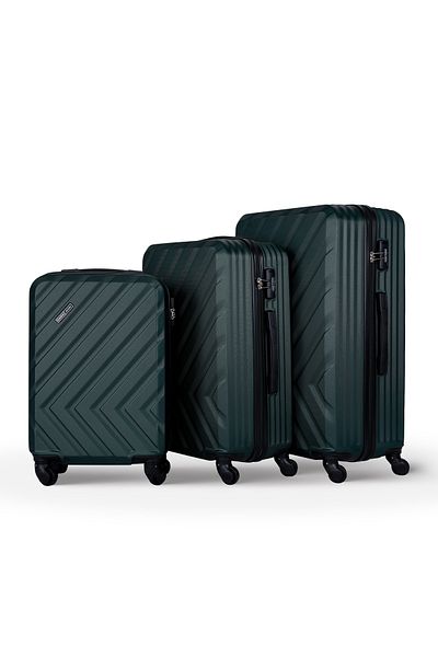 PARAJOHN Lightweight Travel Luggage Trolley Set 3 Pcs ABS -Army Green