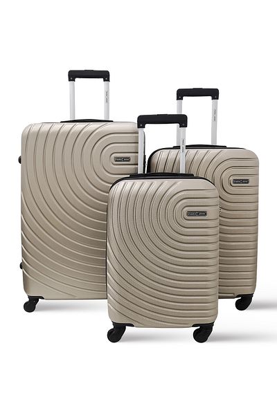 PARAJOHN Lightweight Travel Luggage Trolley Set 3 Pcs ABS -Gold