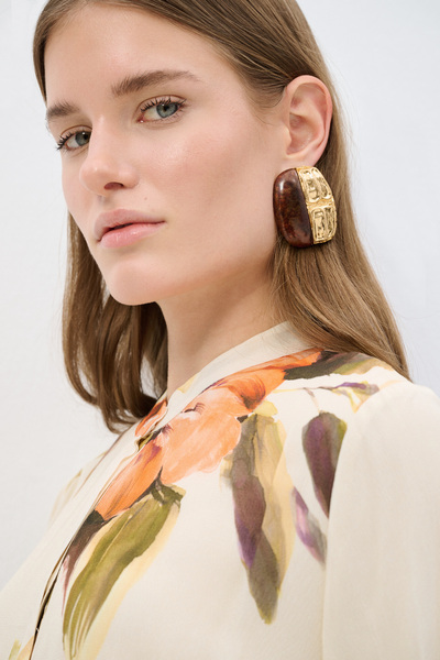 adL Önden Düğmeli Şifon Uzun Elbise