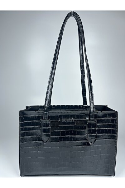 Yerli Kadın Siyah Kroko Trend Çanta,Uzun saplı Çanta,Saplı Omuz Çantası Çanta...