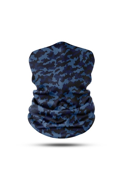 pinlock Koyu Kamuflaj Desenli Lacivert Dikişsiz Dijital Baskı Baf Buff Bandan...