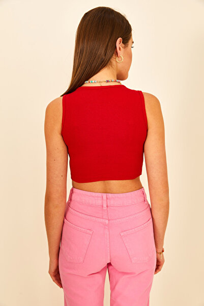 EYYE Red Camisole Crew Neck Crop Women's Athlete