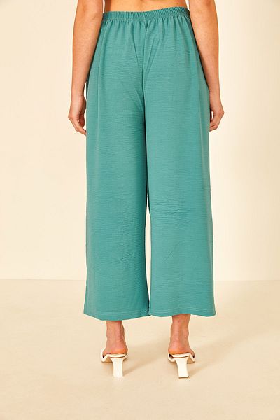 EYYE Emerald Green Aerobin Fabric Relaxed Cut Women's Trousers