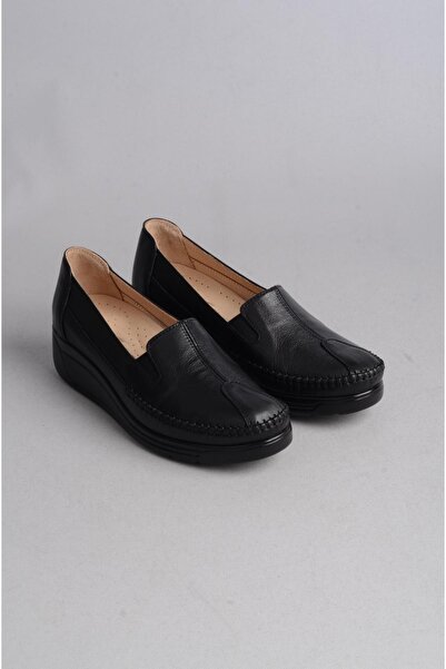 SEÇ KUNDURA PIELE VERITĂ - Pantofi de damă negri cu toc pană SEÇ N134