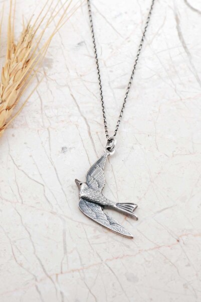 Sümer Telkari Güvercin Tasarım Elişi Gümüş Kolye 8084