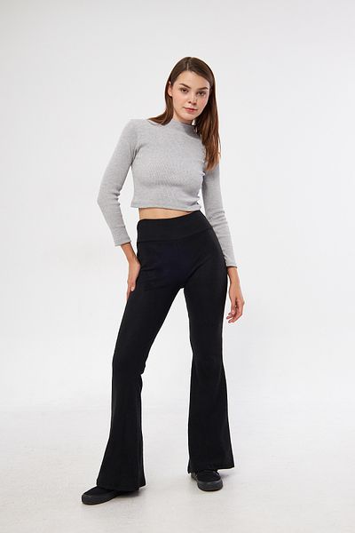 EYYE Black Flare Leg High Waist Leggings Pants