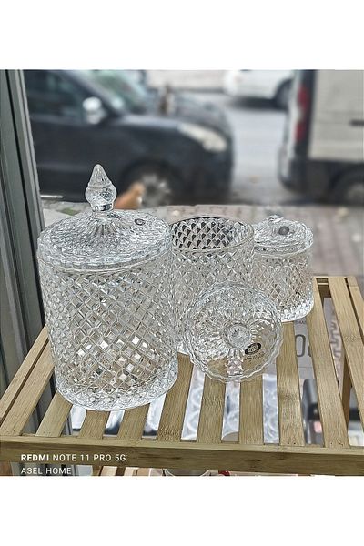 Home 3 Size Glass Sugar Bowl with Glass Lid