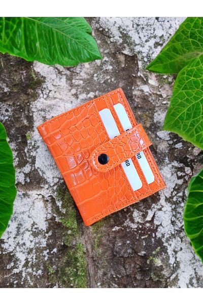 KY   Orange Card Holder Wallet, 10 Cartaziers and Croco Crocodile Model
