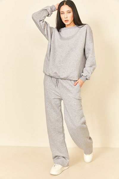 EYYE Σετ γυναικεία φόρμα Grimelange Crew με φαρδύ πόδι Oversize με τρία νήματα