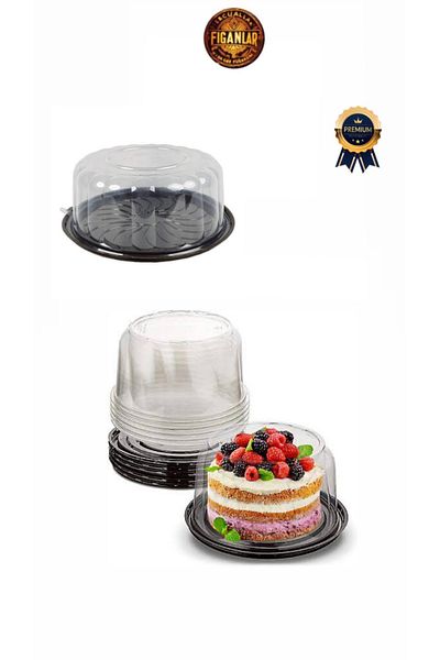 figanlar ambalaj Black Plastic Pastry and Cake Container Set Diameter:25Cm H:11Cm 5Pcs Medium Pastry Container