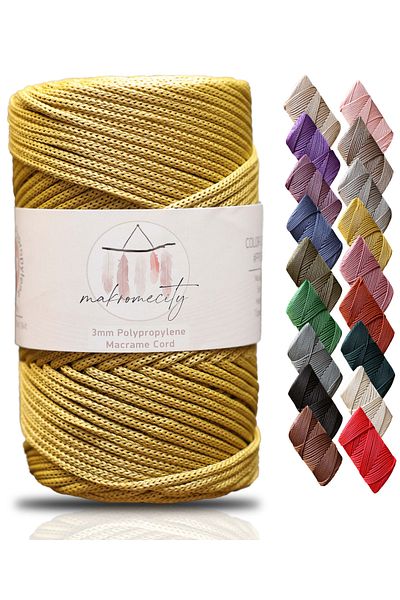Makromecity Premium 250 gr 3mm Πολυεστέρας Μακραμέ Σχοινί Μουστάρδα 120 M Supla Σχοινί και Κλωστή Τσάντας