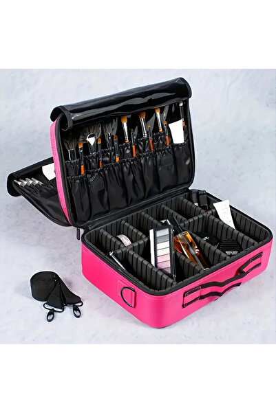 CEDAN حقيبة مكياج مقاومة للماء من 3 طبقات - منظم مستحضرات تجميل بسعة كبيرة لل...