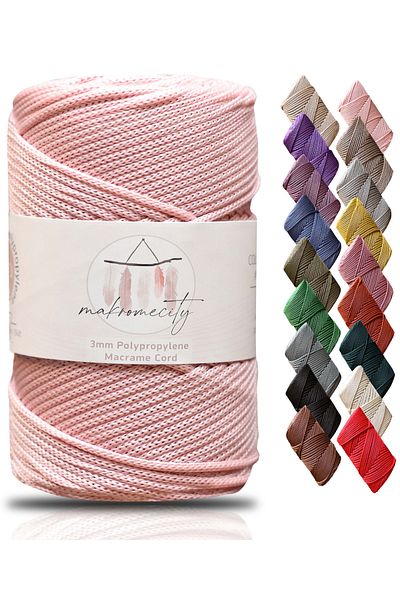 Makromecity Premium 250 gr 3mm Πολυεστερικό Μακραμέ Σχοινί Baby Pink 120 M Supla Σχοινί και Κλωστή Τσάντας