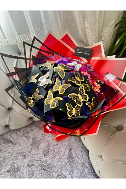 Online çarşınız Sevgiliye Eşe Senden önce Senden Sonra Buketi Kelebekli
