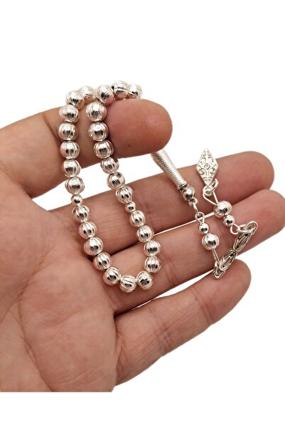 Han Ticarethane مسبحة صلاة معدنية مخططة باللون الفضي بطول المعصم