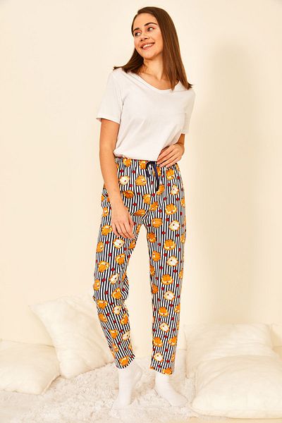 EYYE Pantaloni de pijama de damă cu imprimeu din bumbac colorați
