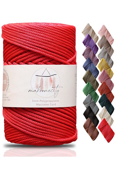 Makromecity Premium 250 gr 3mm Πολυεστερικό Μακραμέ Σχοινί Κόκκινο 120 M Supla Σχοινί και Κλωστή Τσάντας