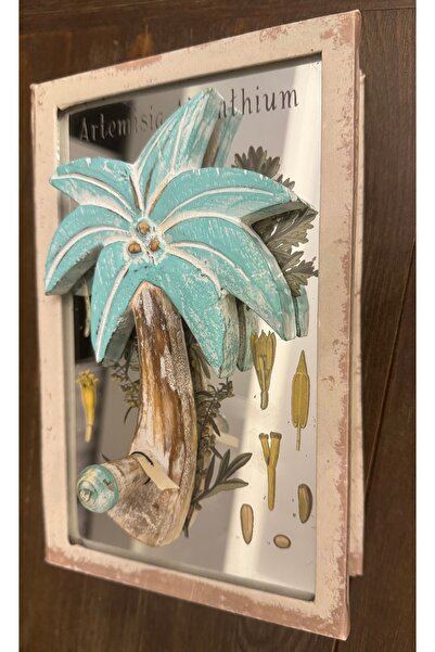 Home Dekoratif Obje Bali Ahşap El Oyması Askılık Tekli Mina Yeşili 19 cm