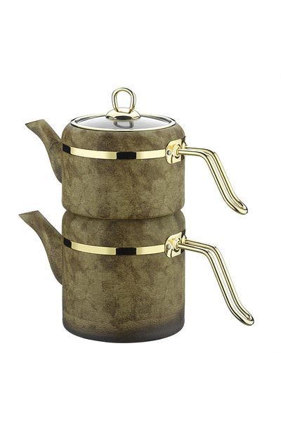 Brioni Royal Stone Fireproof Non-Stick Stone Textured Granite Set Teapot Tiger Eye-Gold