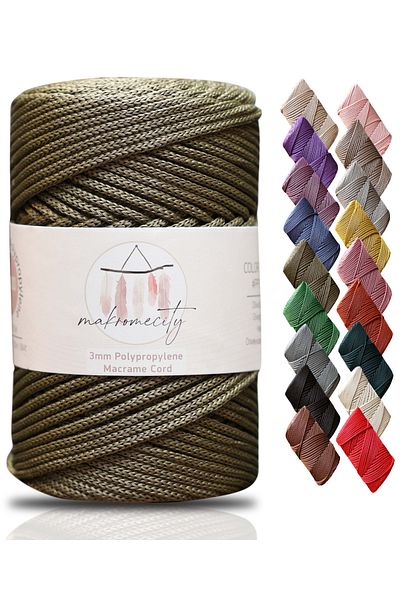 Makromecity Premium 250 gr 3mm Πολυεστερικό Μακραμέ Σχοινί Χακί 120 M Supla Σχοινί και Κλωστή Τσάντας