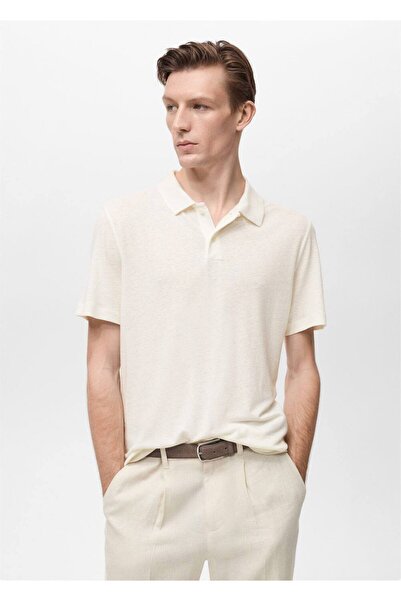 MANGO Man Schmal geschnittenes Leinen-Poloshirt